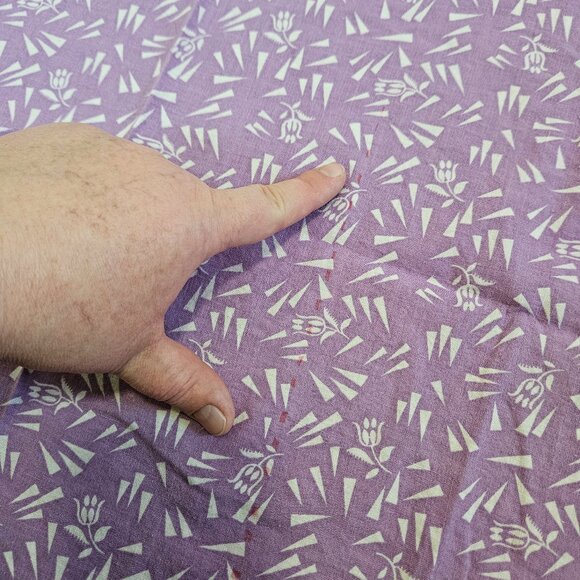 Vintage Purple White Cotton Feedsack Fabric *FLAWS* - Picture 4 of 6